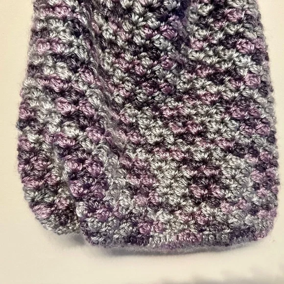 Handcrafted Purple and Gray Crochet Shoulder Bag - Picture 2 of 6